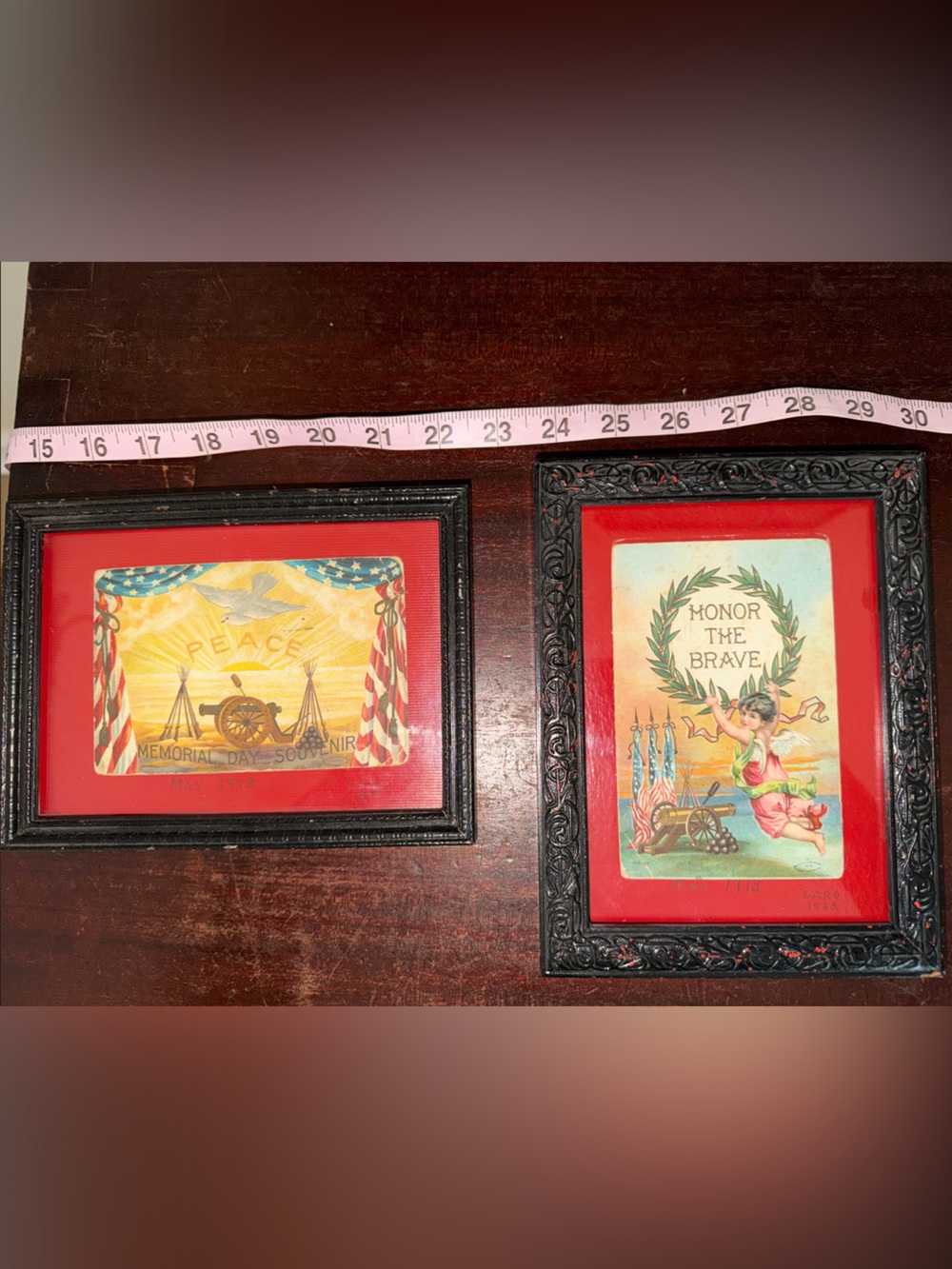 Vintage Pair Patriotic Postcards Framed patriotic Circa. 1913 July 4th Military